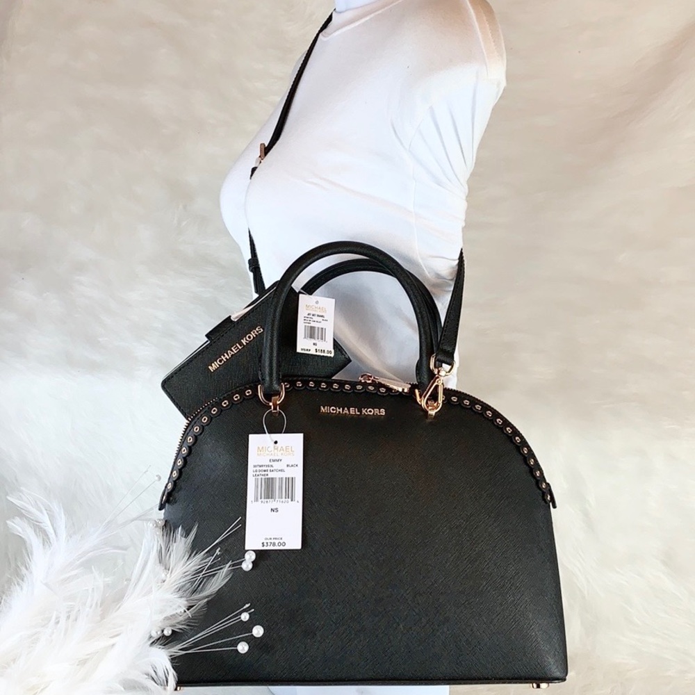 ๐คNew MICHAEL KORS ๐ค SET BLACK DOME EMMY SATCHEL - Picture 7 of 9